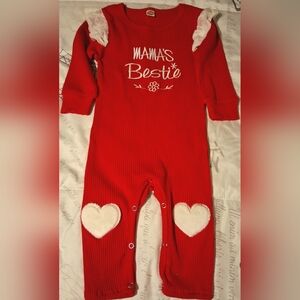 Red and White Footies with Heart Accents